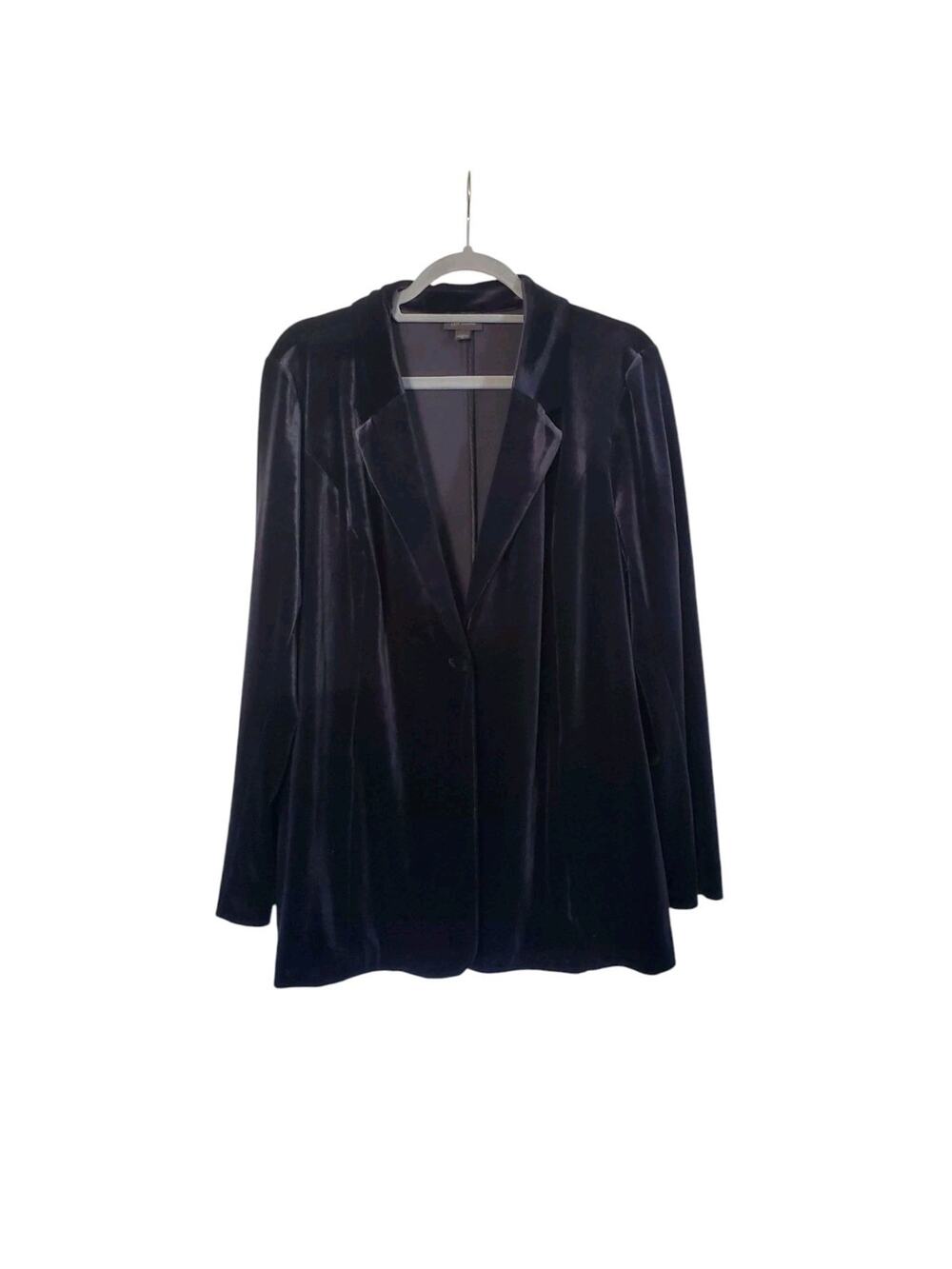 J.Jill Wearever Black Velour Knit Single Button Relaxed Jacket Blazer Sz Medium